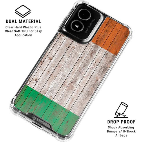 Ireland Flag Dark Wood Moto G Power 5G (2024) Clear Case